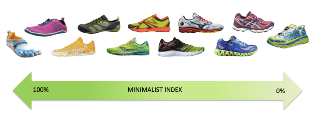 graph showing minimalist shoe and maximalist shoe scale