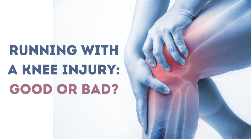 Knee injury in pain with blog title
