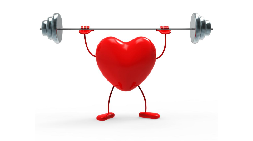 promoting exercise with a heart lifting weights