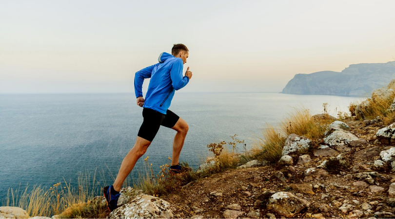 runner running uphill