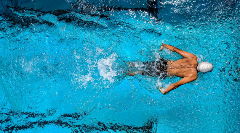 birds eye view of swimmer swimming