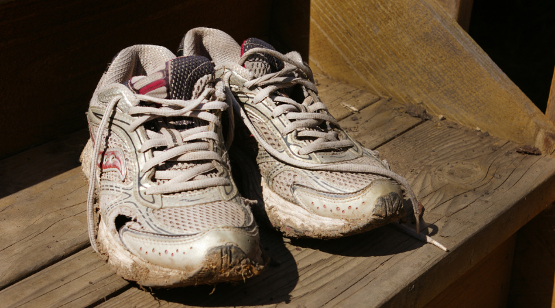 a pair of old running shoes