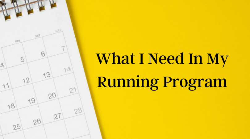 Photo of running program next to blog title